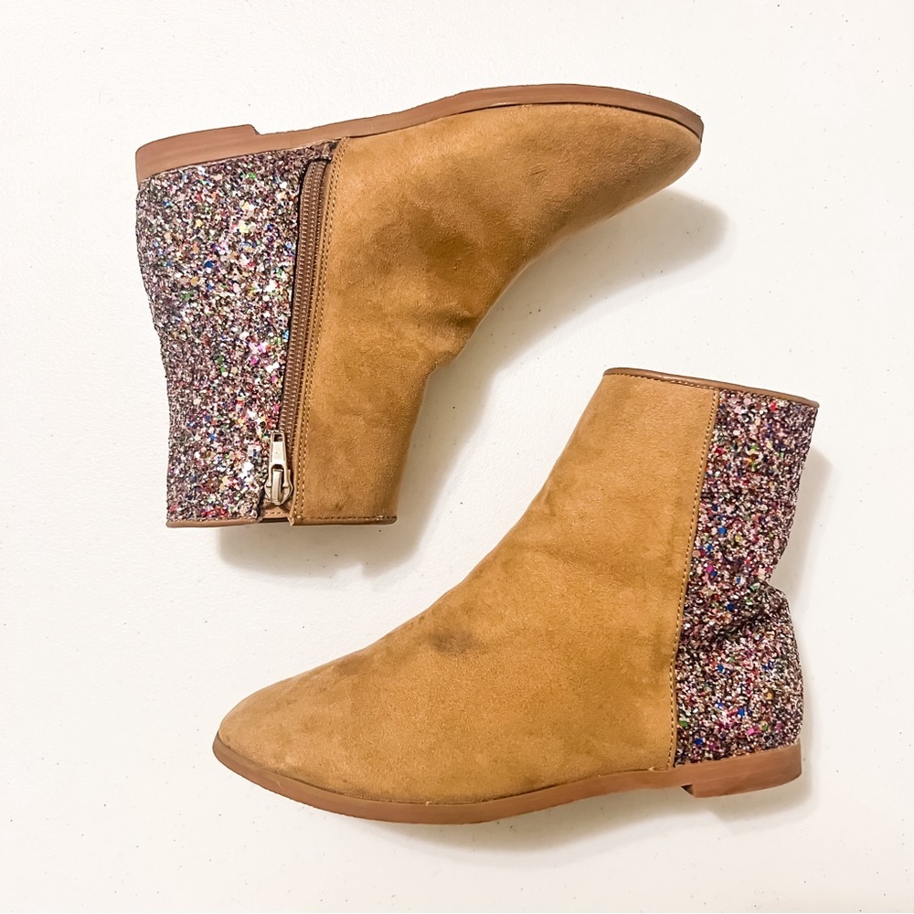 J. Crew Crewcuts Girls Zip-Up Glitter Back Ankle Boots, Size K3